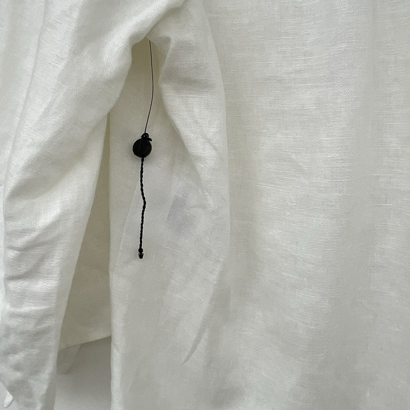 Jones New York White Cotton Blouse V-Neck Tie Sleeve 3/4 Sleeve Women PM - Picture 9 of 14